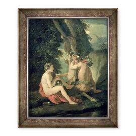 Tablou inramat - Nicolas Poussin - Satyr si nimfa - - Roveli