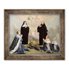 Tablou inramat - Philippe de Champaigne - Anne de Austria 1601-66 si copiii ei la rugaciune cu Sfantul Benedict si Sfantul Scholastica - - Roveli