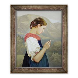 Tablou inramat - Rudolph Friedrich Wasmann - Fata tiroleza contempland un crucifix - - Roveli