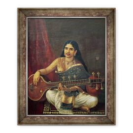 Tablou inramat - Raja Ravi Varma - Tanara femeie cu o Veena - - Roveli