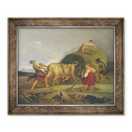 Tablou inramat - Rudolph Friedrich Wasmann - Recoltarea fanului inainte de furtuna - - Roveli