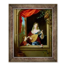 Tablou inramat - Philip van Dyck - Elegant Lady joc lauta la o fereastra - - Roveli