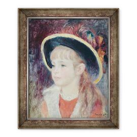 Tablou inramat - Pierre Auguste Renoir - Portret De O Tanara Fata intr-o Palarie Albastra - - Roveli