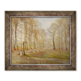 Tablou inramat - Theodor Esbern Philipsen - Ziua Toamnei tarzii in Parcul Cerb Jægersborg, la nord de Copenhaga - - Roveli