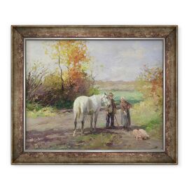 Tablou inramat - Thomas Ludwig Herbst - intalnire pe drumul spre camp - - Roveli