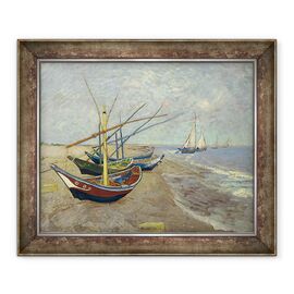 Tablou inramat - Vincent van Gogh - Barci de pescuit pe plaja de la Saintes-Maries-de-la-Mer - - Roveli