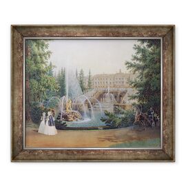 Tablou inramat - Vasili Semenovich Sadovnikov - Vedere la Cascada Marly din Gradina Inferioara a Palatului Peterhof - - Roveli
