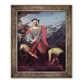 Tablou inramat - Scoala Spaniola - Cristofor Columb, la bordul caravelei sale - - Roveli