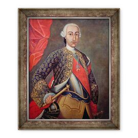 Tablou inramat - Scoala Spaniola - Carol al III-lea 1716-88 in armura si purtand Ordinul Lanii de Aur - - Roveli