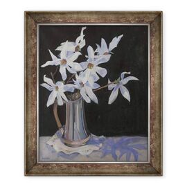 Tablou inramat - Sue Wales - Magnolii albe in Ulcior de Argint, 2019 - - Roveli