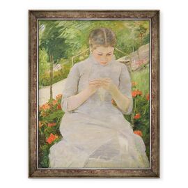 Tablou inramat - Mary Stevenson Cassatt - Tanara femeie de cusut in gradina - - Roveli