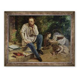 Tablou inramat - Gustave Courbet - Pierre Joseph Proudhon 1809-65 si copiii sai in 1853 - - Roveli