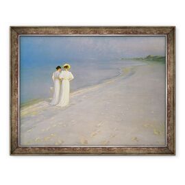 Tablou inramat - Peder Severin Kroyer - Seara de vara pe plaja sudica Skagen cu Anna Ancher si Marie Kroyer - - Roveli
