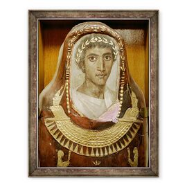 Tablou inramat - Roman Period Egyptian - Carcasa de mumie pictata si aurita de Artemidorus cu portret encaustic in stil elenistic - - Roveli