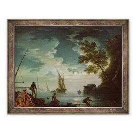 Tablou inramat - Claude Joseph Vernet - Seascape, Lumina lunii - - Roveli
