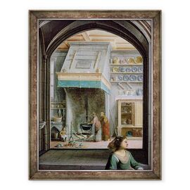Tablou inramat - Hendrik Steenwyck the Younger - Hristos in casa Martha si Maria, detaliu al bucatariei - - Roveli