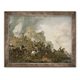 Tablou inramat - Philips Wouwermans - Cavalerie Efectuarea o Sortie de la un fort pe un deal - - Roveli