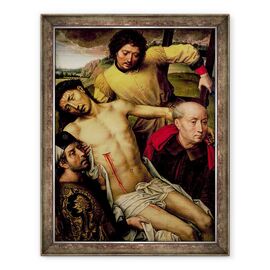 Tablou inramat - Hans Memling - Coborarea de pe cruce, panoul din stanga din Diptych Depunere - - Roveli