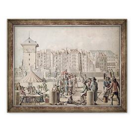 Tablou inramat - Scoala franceza - Mountebanks si Promenaders pe Pont au Change - - Roveli