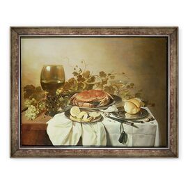 Tablou inramat - Pieter Claesz - Micul dejun inca de viata cu roemer si un crab - - Roveli