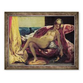 Tablou inramat - Ferdinand Victor Eugene Delacroix - Odalisca inclinata sau, Femeie cu un papagal - - Roveli