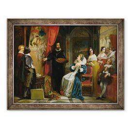 Tablou inramat - Claude Jacquand - Marie de Medici 1573-1642 Vizitand Studioul Rubens - - Roveli