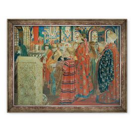Tablou inramat - Andrei Petrovich Ryabushkin - Femeile rusesti din secolul al XVII-lea la biserica - - Roveli