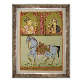 Tablou inramat - Scoala Mughal - Shah Jahan 1592-1666 si Mumtaz Mahal - - Roveli