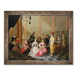 Tablou inramat - Hieronymus Janssens - O companie eleganta la muzica inainte de un banchet - - Roveli