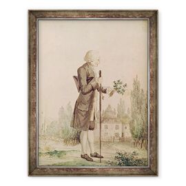 Tablou inramat - Scoala franceza - Jean-Jacques Rousseau 1712-78 Culegand ierburi la Ermenonville - - Roveli