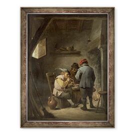 Tablou inramat - David Teniers the Younger - taranii de un han de foc - - Roveli