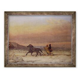 Tablou inramat - Cornelius Krieghoff - Sanie in zapada - - Roveli