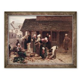 Tablou inramat - Leon Augustin Lhermitte - Piata Ploudalmezeau, Bretania - - Roveli