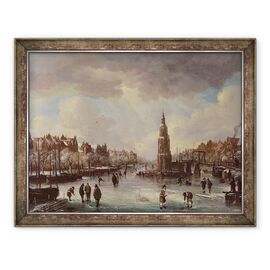 Tablou inramat - Aert van der Neer - Oras pe un rau inghetat - - Roveli