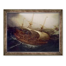 Tablou inramat - Hendrick Cornelisz Vroom - Battleship olandez intr-o furtuna ulei pe panza - - Roveli
