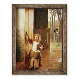 Tablou inramat - Pieter de Hooch - Copii intr-o usa cu bastoane Golf - - Roveli