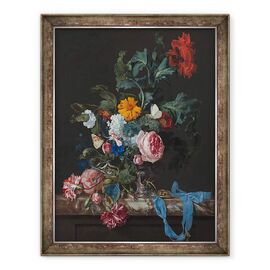 Tablou inramat - Willem van Aelst - Floare Natura moarta cu un ceas - - Roveli