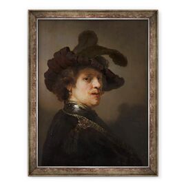 Tablou inramat - Rembrandt Harmensz van Rijn - Tronie de un om cu o Bereta cu pene - - Roveli