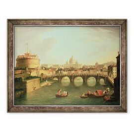 Tablou inramat - Gaspar van Wittel - O vedere a Romei cu Podul si Castelul Sfantul Angelo de Tibru - - Roveli