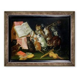 Tablou inramat - Ferdinand van Kessel - O adunare muzicala a pisicilor - - Roveli