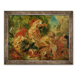 Tablou inramat - Ferdinand Victor Eugene Delacroix - Studiu pentru Vanatoarea de Lei - - Roveli