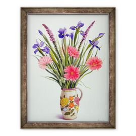 Tablou inramat - Christopher Ryland - Irisuri si Gerbera intr-un ulcior olandez - - Roveli