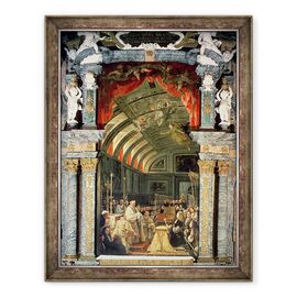 Tablou inramat - Claudio Coello - Sfanta impartasanie a lui Carol al II-lea 1661-1700 si a Curtii sale - - Roveli