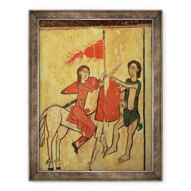 Tablou inramat - Scoala spaniola - Sfantul Martin si cersetorul, detaliu de la un altar frontal de la Sant Marti de Puigbo - - Roveli
