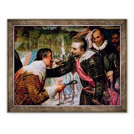 Tablou inramat - Diego Rodriguez de Silva y Velazquez - Predarea lui Breda 1625, detaliu al lui Justin de Nassau predarea cheilor lui Ambroise Spinola 1569-1630 pe 5 iunie 1625 - - Roveli
