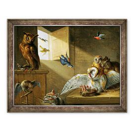 Tablou inramat - Jan van Kessel the Elder - O familie de bufnite - - Roveli