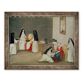 Tablou inramat - Louise Madelaine Cochin - ingrijirea bolnavilor, de la LAbbaye de Port-Royal - - Roveli