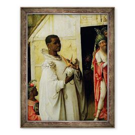 Tablou inramat - Hieronymus Bosch - Adorarea magilor, detaliu al regelui Balthazar din panoul central al tripticului - - Roveli