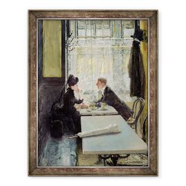 Tablou inramat - Gotthardt Johann Kuehl - Iubitorii intr-o cafenea - - Roveli
