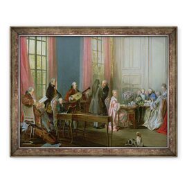 Tablou inramat - Michel Barthelemy Ollivier - Tanarul Mozart la clavichord, detaliu de la Le The a lAnglaise, un concert la casa Princesse de Conti - - Roveli